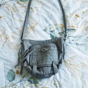 CUTE REAL Leather Purse Saddle-Bag Style easy-open zippers, Clean, Western, Gray
